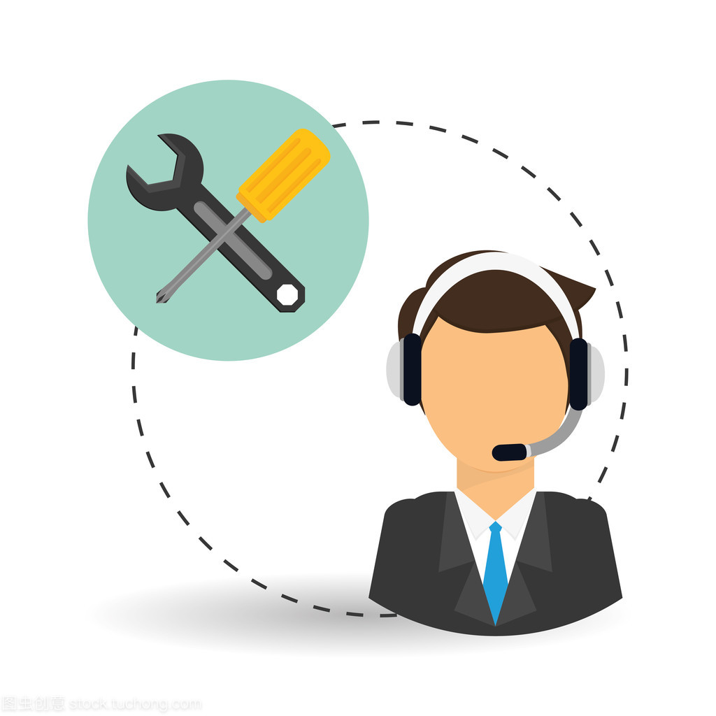 技術服務。電話中心圖標。支持概念